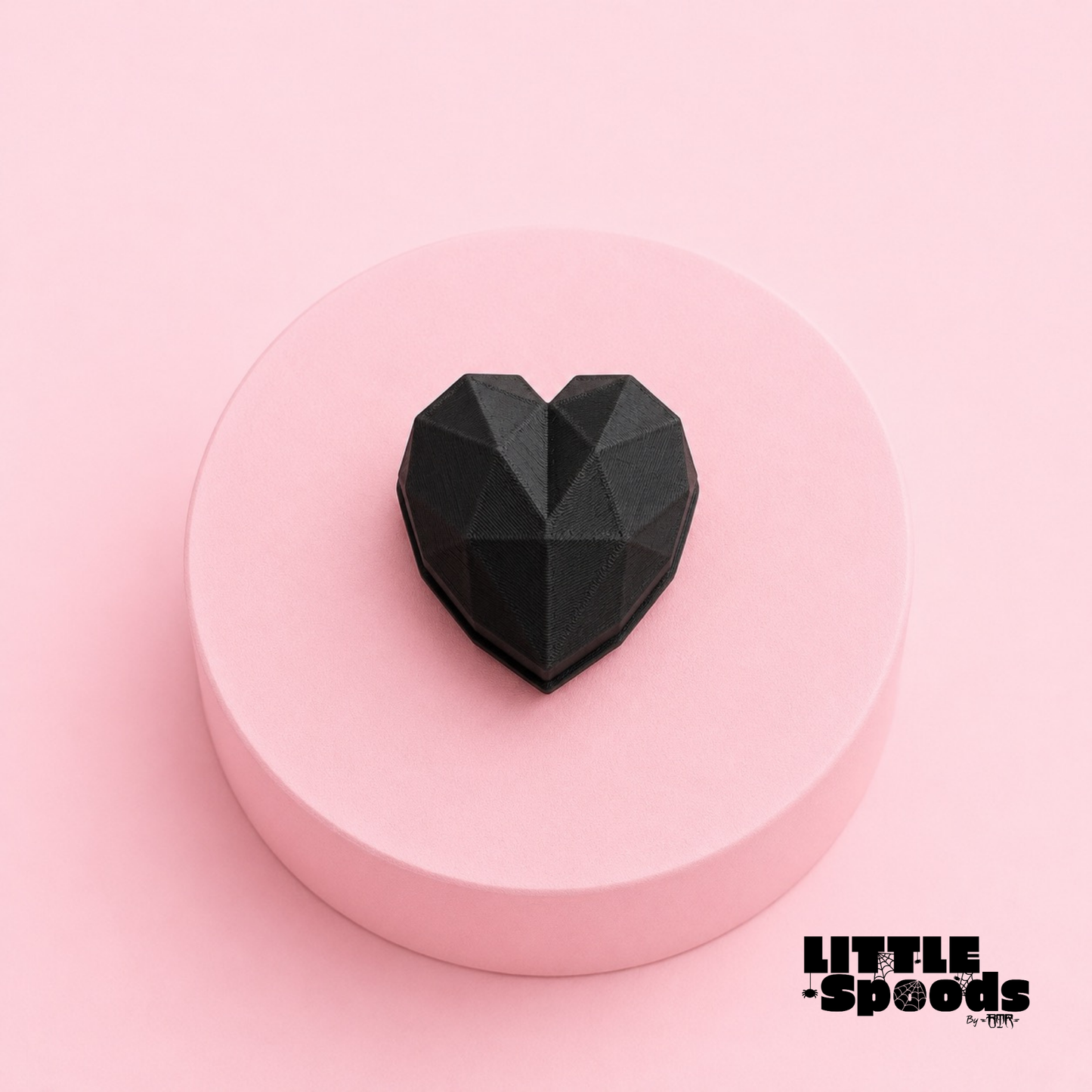 Black faceted heart magnet accessory for magnetic jumping spider enclosure decor