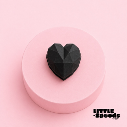 Black faceted heart magnet accessory for magnetic jumping spider enclosure decor