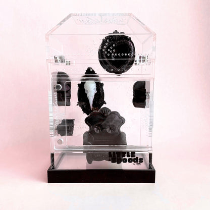 Gothic themed Imaginarium jumping spider enclosure featuring ornate decor and miniature furniture