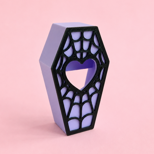 Magnetic coffin hide for jumping spiders in black and purple